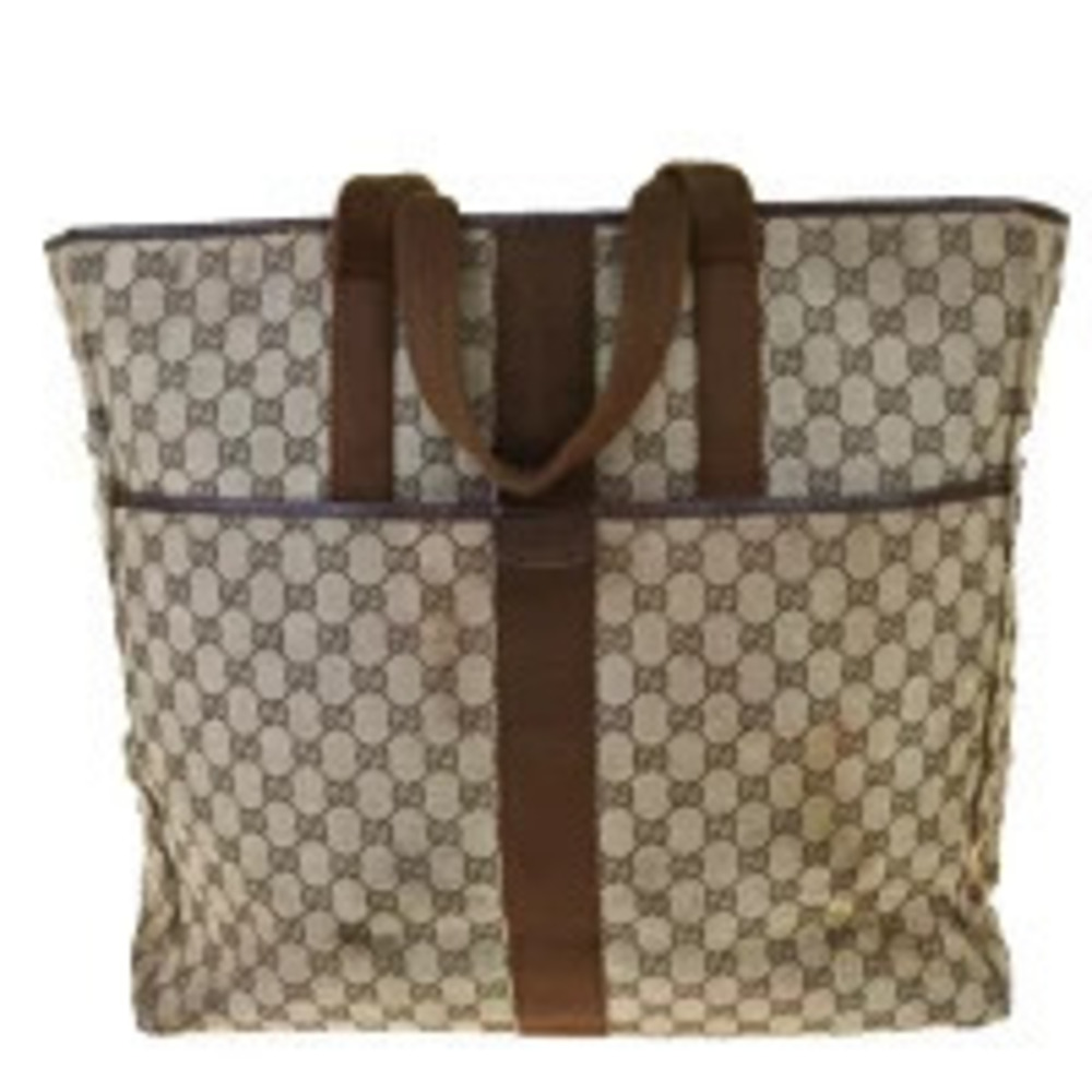Gucci Tote Bag Shoulder GG Brown Canvas Leather